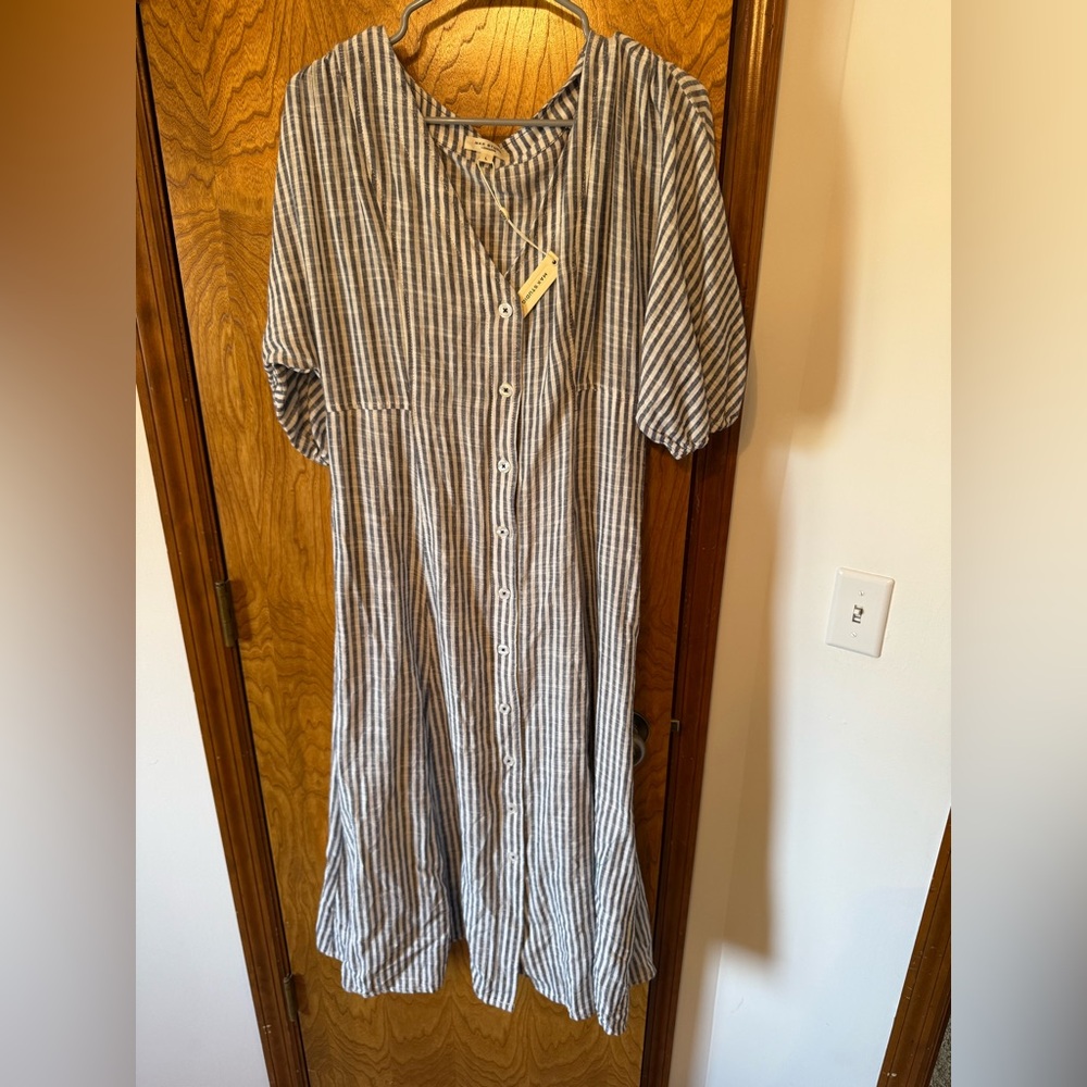 Max Studio Striped Button-Down Dress NWT